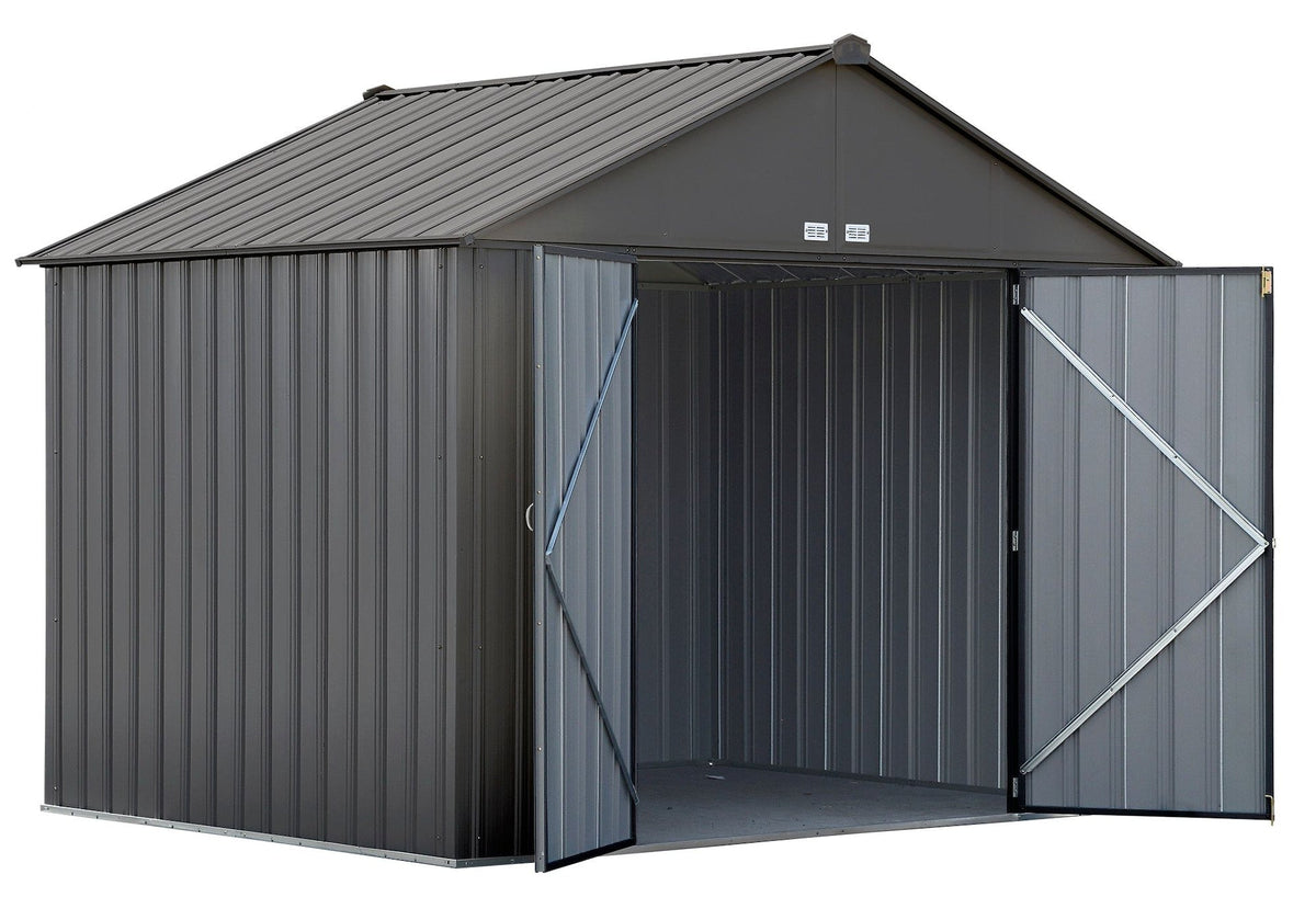 EZEE Galvanized Steel Storage Shed, Charcoal, 10-ft x 8-ft