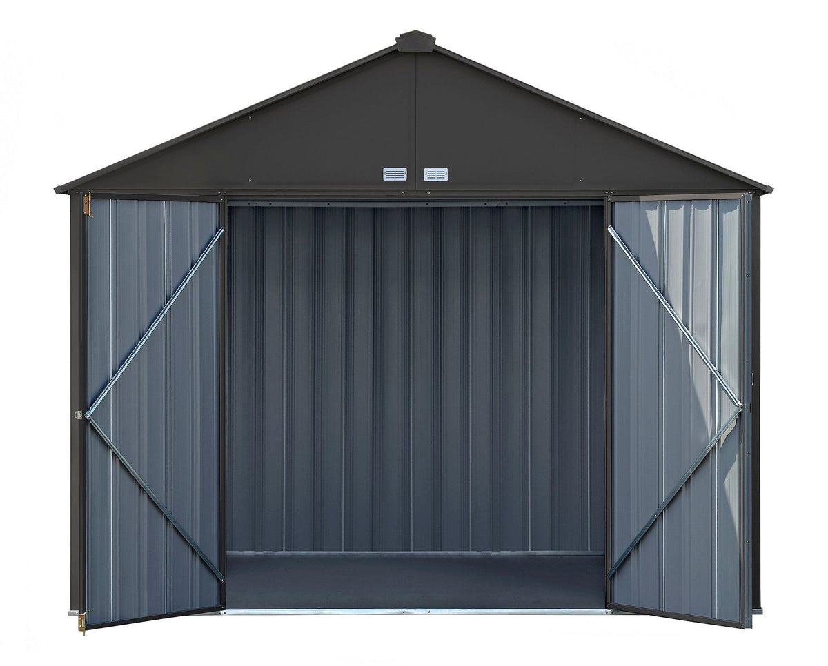 EZEE Galvanized Steel Storage Shed, Charcoal, 10-ft x 8-ft