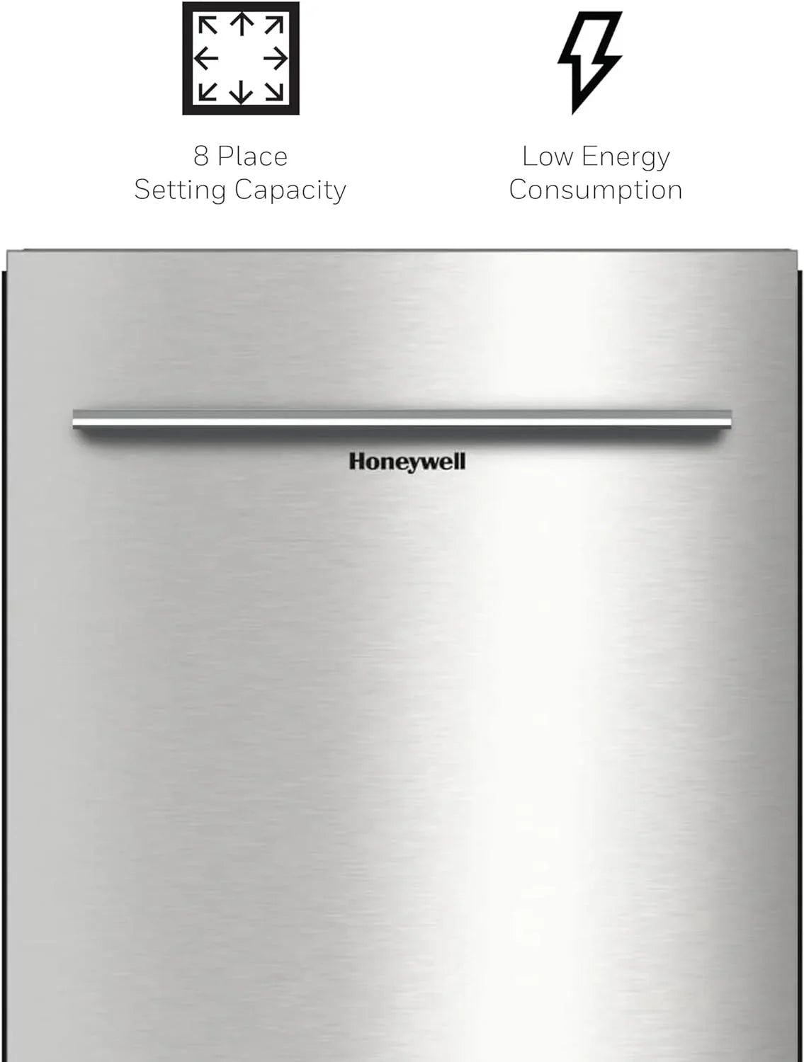18 Inch Dishwasher with 8 Place settings, 6 Washing Programs, Stainless Steel Tub, UL/Energy Star- Stainless Steel