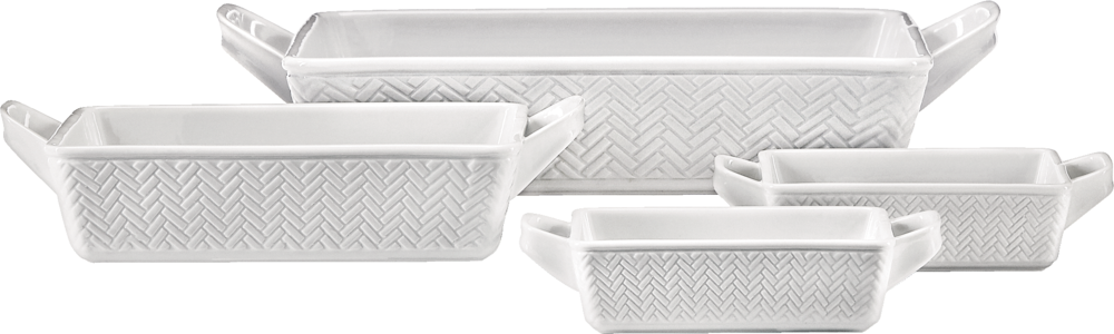 Stoneware Bakeware Set, White, Assorted Sizes, 4-pc