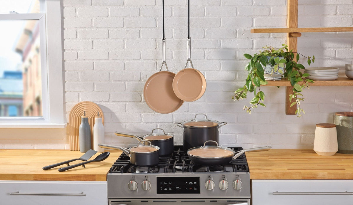 Extended Life Essential Ceramic Cookware Set, 12-pc, Dark Grey