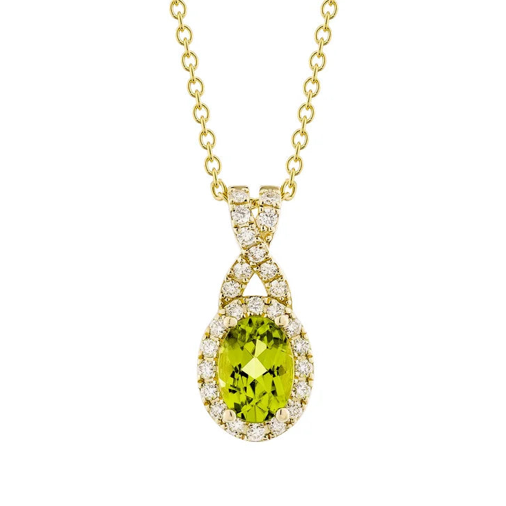 Oval Shaped Peridot and Diamond Earrings (0.30 ctw)