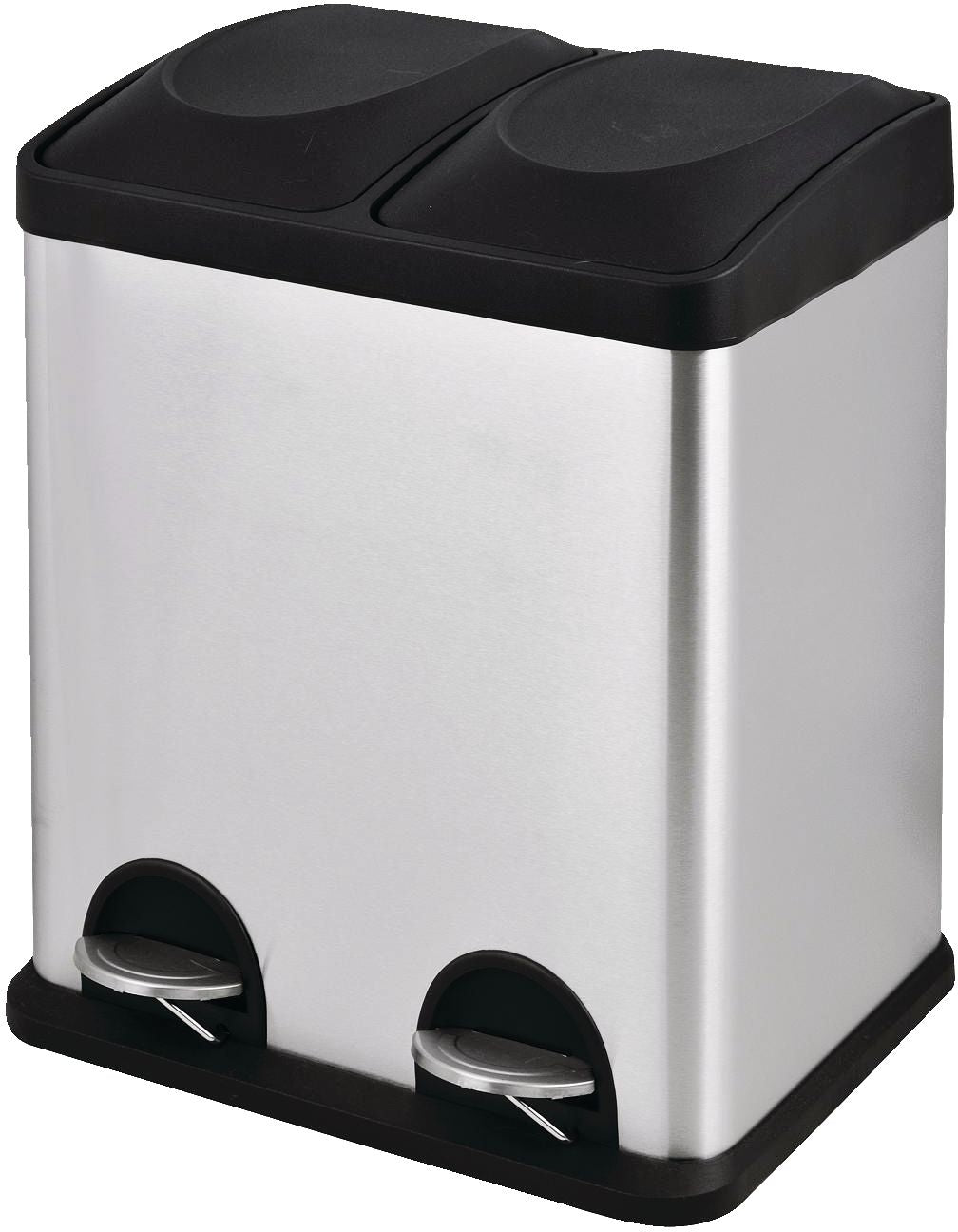 Stainless Steel Rectangular 2-Compartment Garbage Can, 2 x 15-L