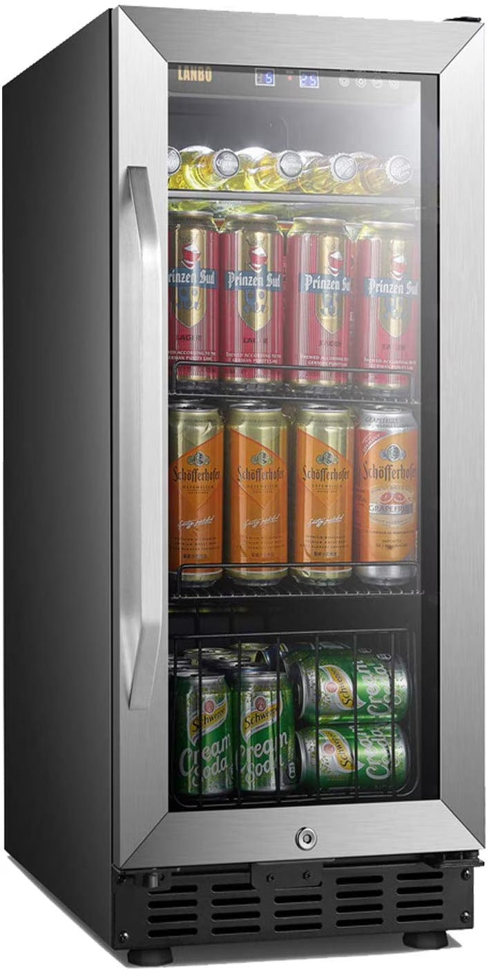 Lanbo 76 Cans Under Counter Compressor Beverage Cooler Refrigerator, 15 inch Width W4787