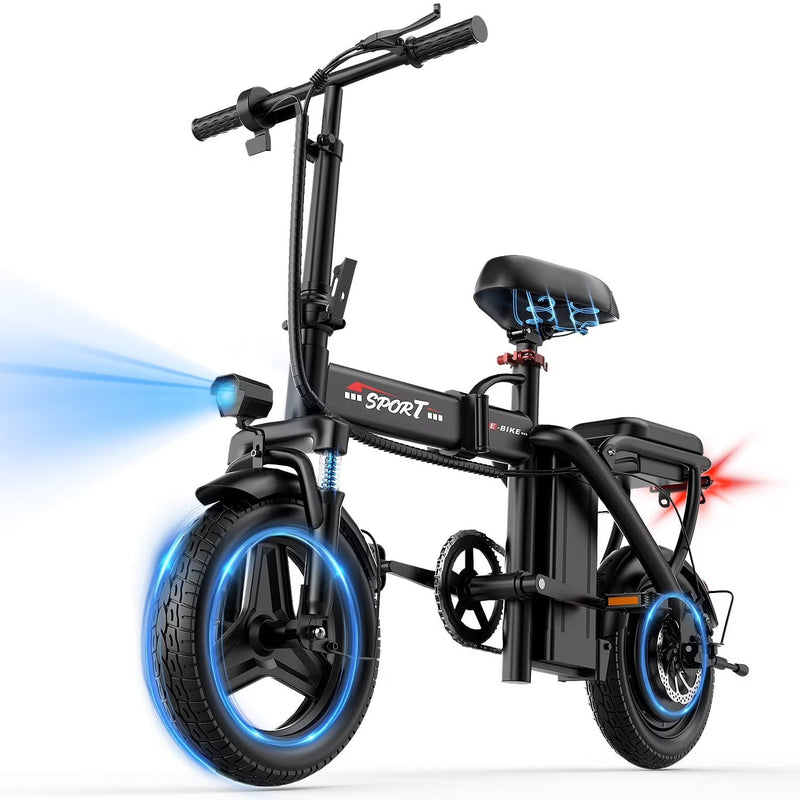 ASKGO Z6 14 in Electric Bike 1200W Motor, 48V/10AH E-Mountain Bike,Folding Electric Bicycle for Adult with Two Seats UL2849,Unisex,Pedal-Assist K8985