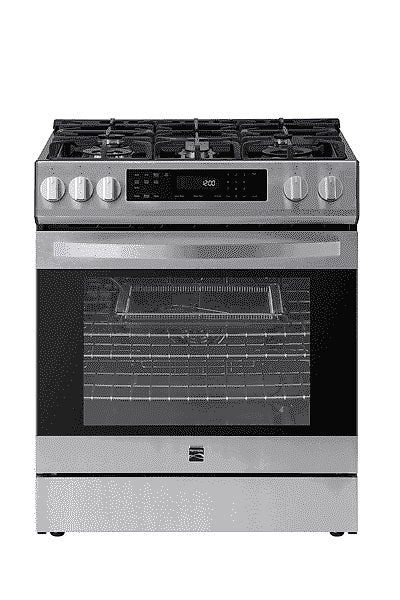 22-76853 5.6 cu. ft. Front-Control 5 Burner True Convection Gas Range with Oven, Large Window, Three Oven Racks, Dishwasher Safe Cast Iron... A0746