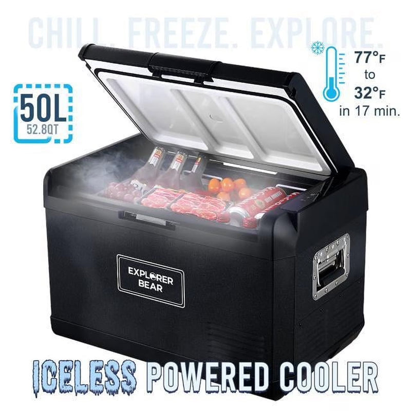 12V Car Fridge 50L 12/24V DC 110-240V AC Portable Freezer Compressor Cooler 0 H-50 H 3-Year Warranty J3769