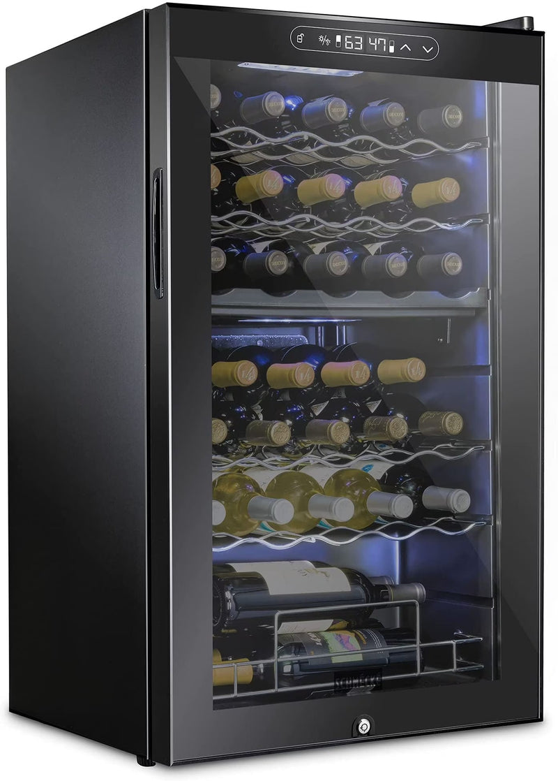 Schmecke Wine Fridge, Dual Freestanding Wine Refrigerator, 33 Bottle Wine Cooler K6635