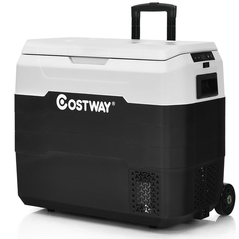 53 qt Wheeled Corded Electric Dual-Zone Portable Car Refrigerator, White H536