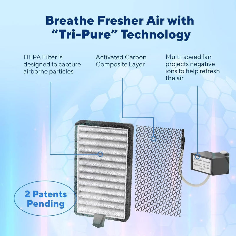 DSTx Portable Air Purifier - HEPA Filter, Plug-In Ionizer for Home, Bedroom, Pets, Smoke, Dust, and Odors J9797
