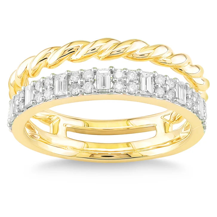 Baguette and Round Brilliant Diamond Ring (0.42 ctw) I710