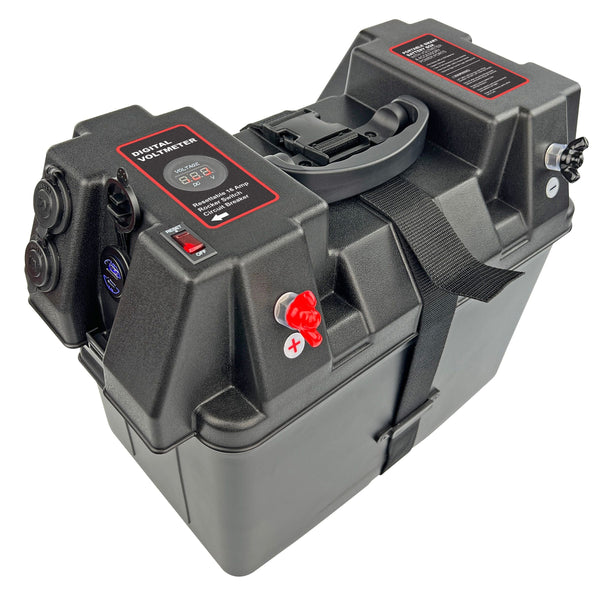 Battery Box Power Station with Charge Indicator, Black E9183