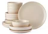 Edenhill Farmhouse Bistro Stoneware Dinnerware Set, Serves 4, 16-pc, Cream