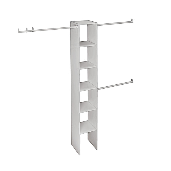 Expandable Closet Organizer Kit with 3-Closet Rod, White, 12-in U6890