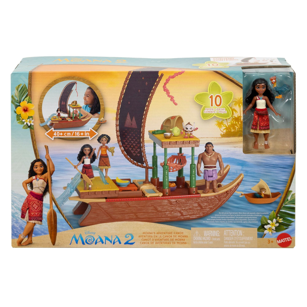 Princess Moana's Adventure Canoe Transforming Toy Set for Ages 4+