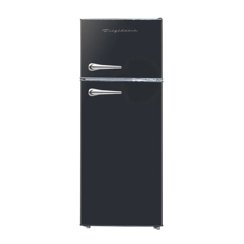 7.5 cu ft Black Retro Top Mount Refrigerator with Classic Chrome Handle I0992