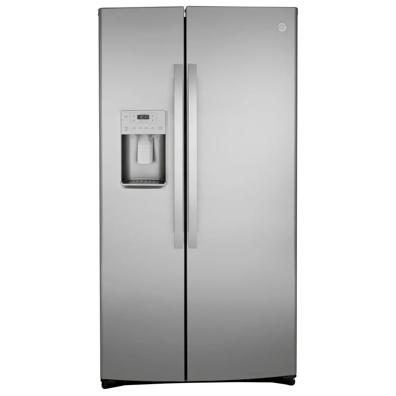 GE 36 in. 25.1 cu.ft. Stainless Steel Side-by-Side Refrigerator with FrostGuard Technology Y1477