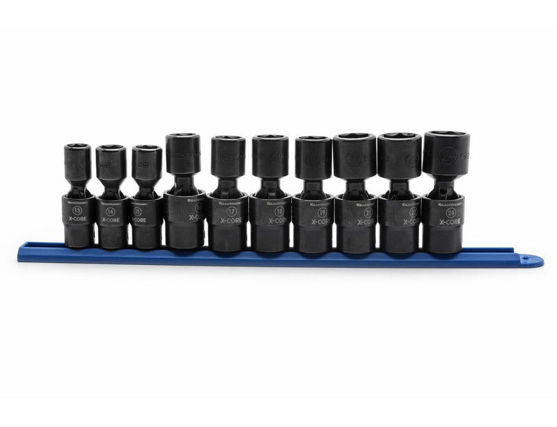 6 Point Standard Drive X-Core Pinless Universal Impact Socket Set, Metric, 1/2-in, 10-pc Z9382