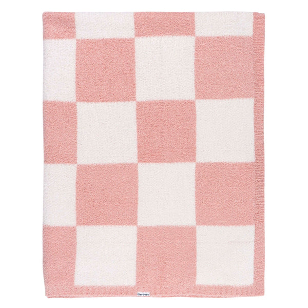 Childrenwear Pink Checkered Silky Mink Baby Blanket S4043