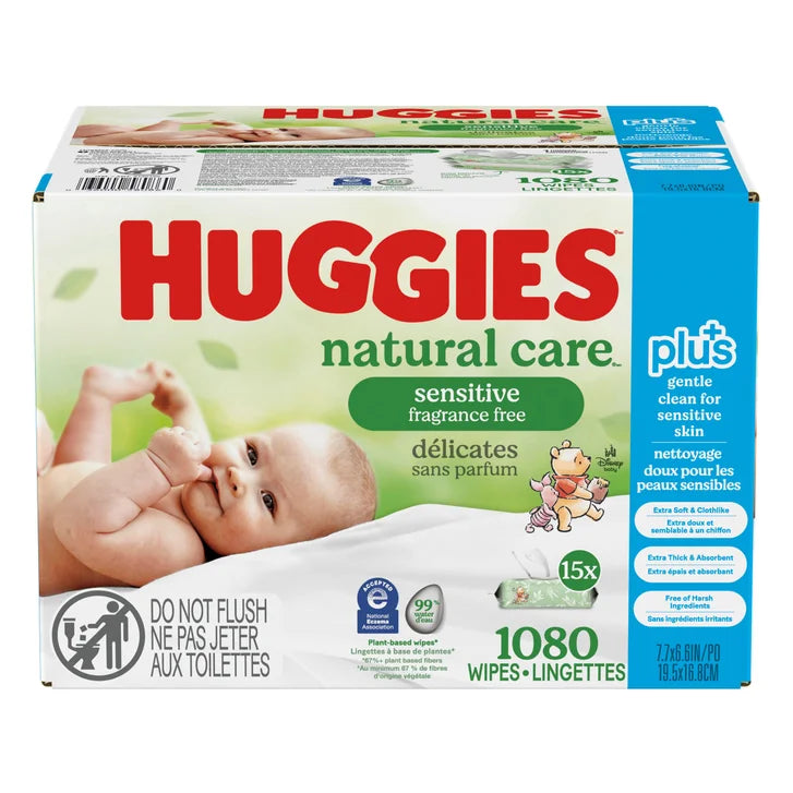 Huggies Natural Care Plus Wipes, 15-packs of 72 C5471
