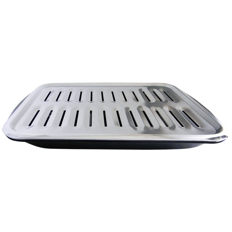 62250 2-in-1 Broiler Pan, Chrome/Porcelain, Dishwasher Safe, Black, 16 x 12.75 x 1.75-in W8999