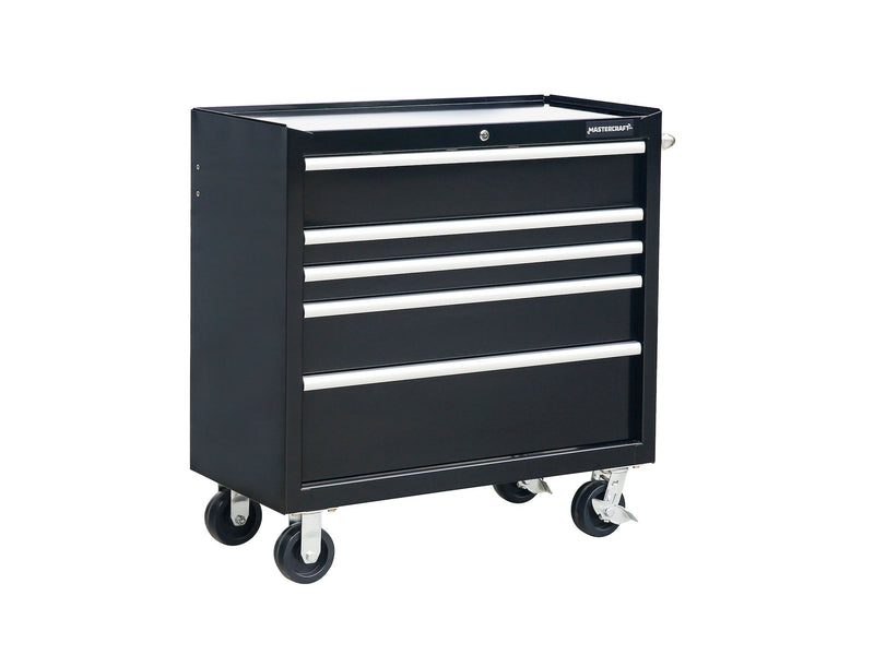 5-Drawer Powder-Coated Steel Tool Cabinet, Black, 36-in B0579