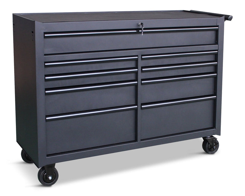 Rolling Tool Storage Cabinet with 9 Drawers, Black, 52-in F1712