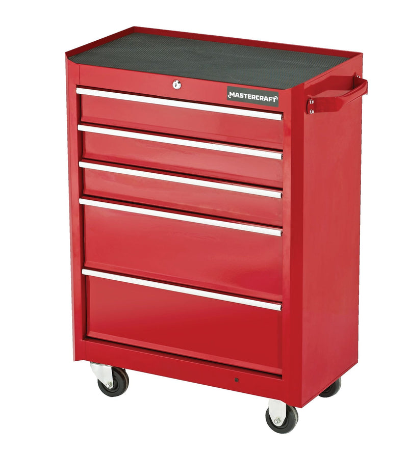 Rolling Tools Storage Cabinet with 5 Drawers, Deep Red, 24-in P3176