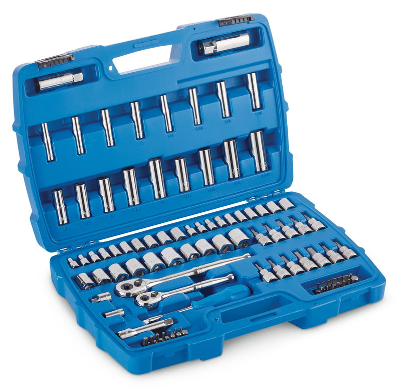 Socket Set, 95-pc, SAE / Metric, CRV, Nickel-Chrome Plating G1649