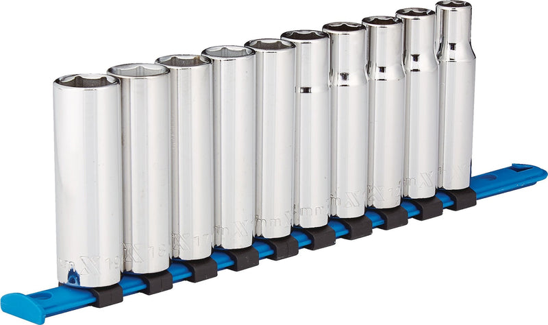 1/2-in Drive 6 Pt. Deep Socket Set, Metric, Nickel-Chrome Plating, 10-pc Z9665