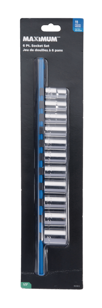 1/2-in Drive 6 Pt. Socket Set, Metric, Nickel-Chrome Plating, 11-pc V6354