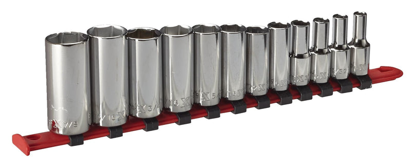 3/8-in Drive Deep Socket Set 12-pc, SAE, CRV, Nickel-Chrome Plating T6286