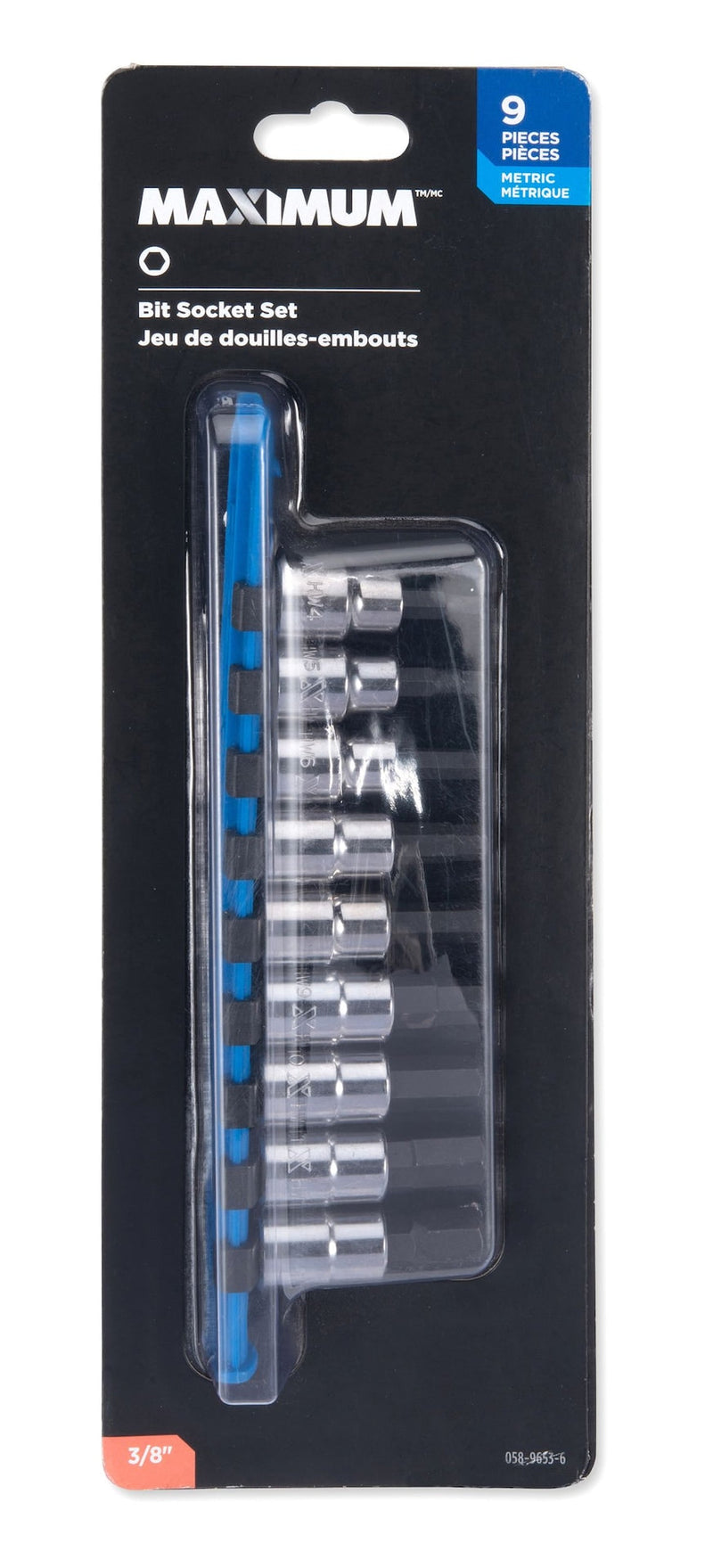 3/8-in Drive Hex Bit Socket Set, Chrome-Plated, 9-pc, Metric P8334