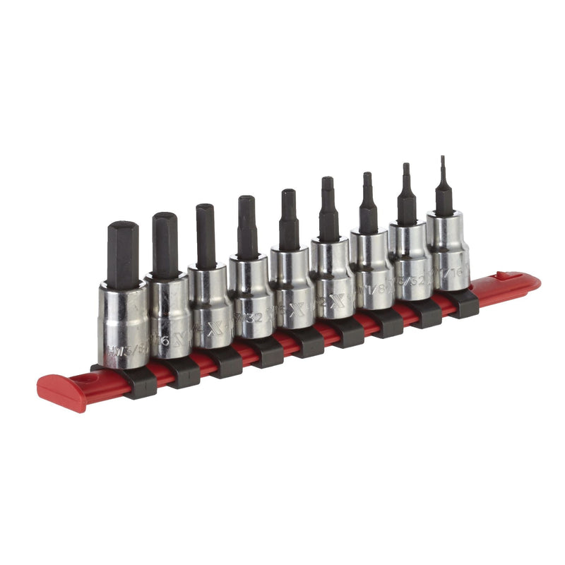 3/8-in Drive Hex Bit Socket Set, Chrome-Plated, 9-pc, SAE Y0578