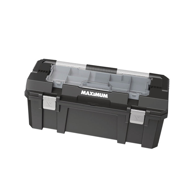Heavy-Duty Plastic Tool Box with Removable Tray & Organizer, 26-in, Black K8850