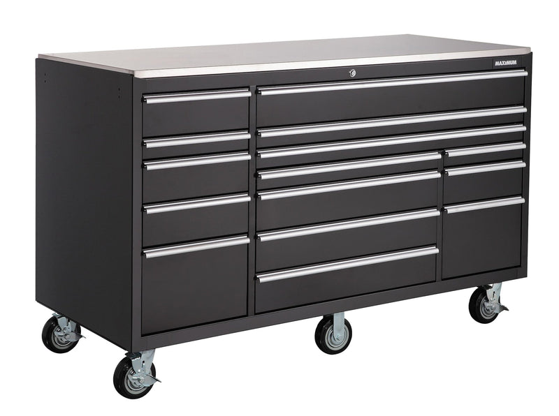 Rolling Tools Storage Cabinet with 15 Drawers, Black, 72-in x 30-in S2614