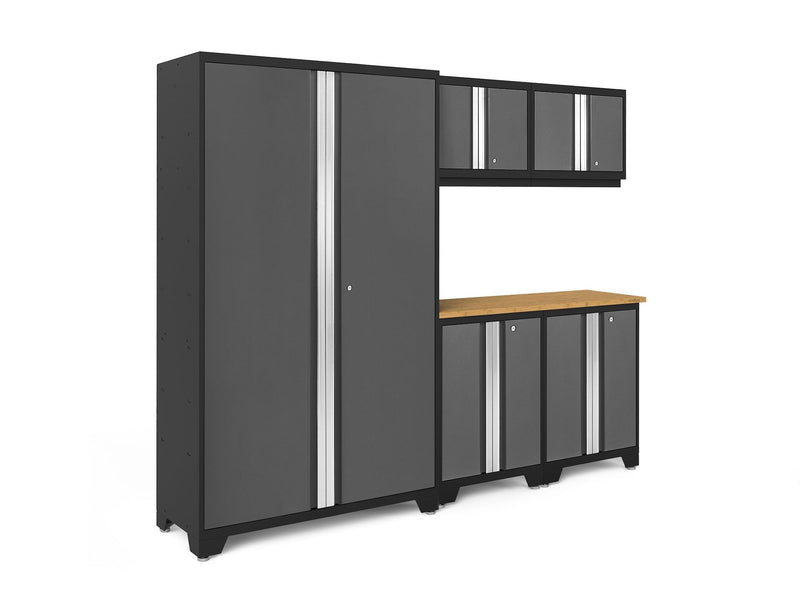 Bold 3.0 Series 24-Gauge Steel Garage Cabinetry Set with Bamboo Top, Partial Assembly, 96-in x 18-in x 72-in, 6-pc V8519