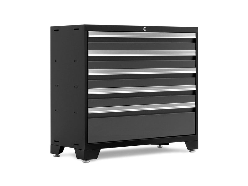 Bold 3.0 Series Lockable 5-Drawer Steel Tool Cabinet with Adjustable Legs, Fully-Welded, Black/Grey, 36-in J0171