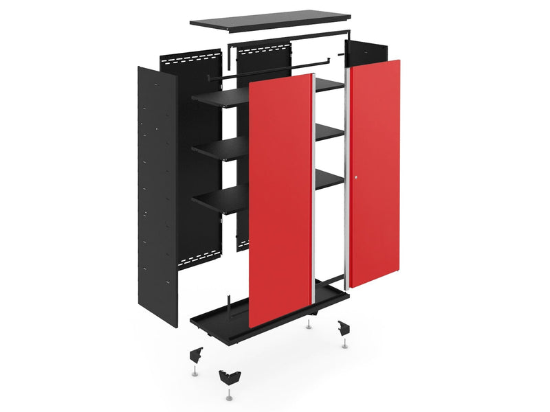 Bold Series 24-Gauge Steel RTA Storage Locker with 3 Shelves, Black/Red, 30-in D0205