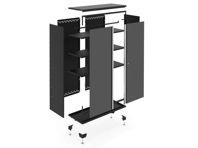 Bold Series Lockable 24-Gauge Steel RTA Storage Locker with 3 Shelves, Grey/Black, 36-in I4173