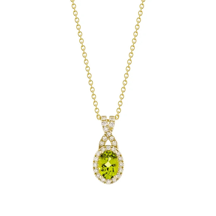 Oval Cut Peridot and Diamond Pendant (0.19 ctw) S5607