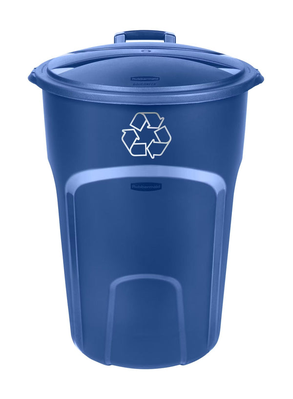 Plastic Circular Wheeled Recycling Blue Box with Handle, 121-L E2504