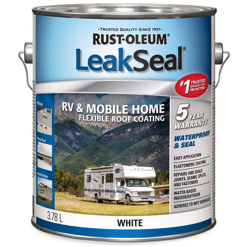 LeakSeal Waterproof Mobile Home & RV Roof Sealant / Coating, White, 3.78-L O4093