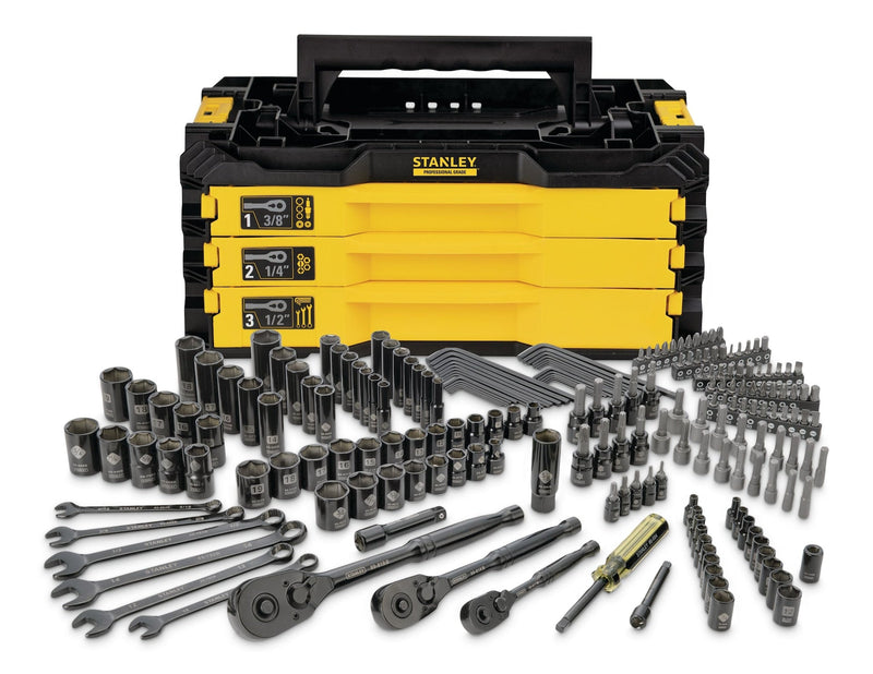 Professional Grade Black Chrome Socket Set, SAE/Metric, 203-pc B2850