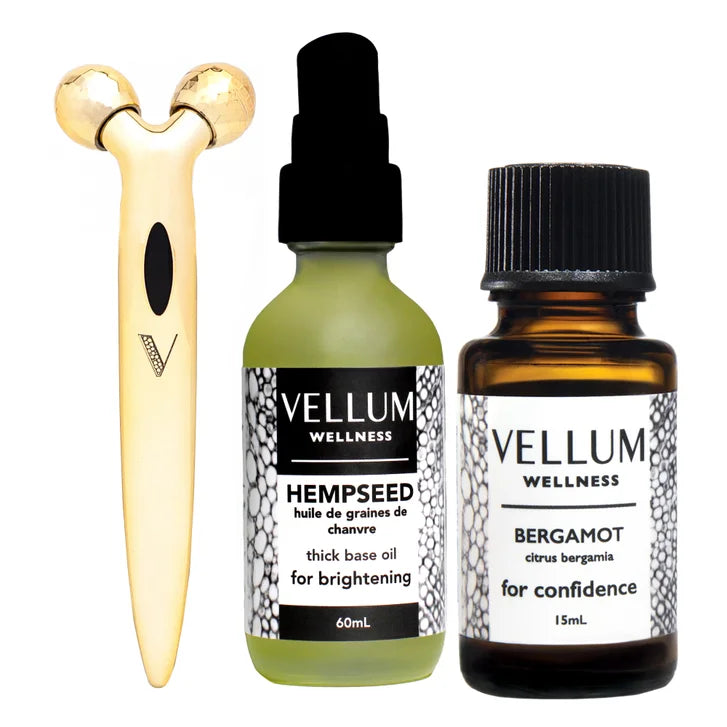 Vellum Wellness Mature Skin Kit with Essential Oils and Facial Roller W884