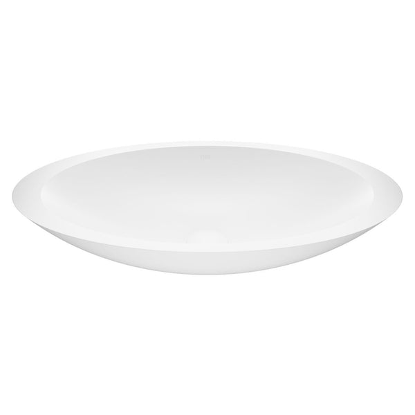 Wisteria Matte Stone Circular Vessel Bathroom Sink/Basin with Deep Bowl, White L7262